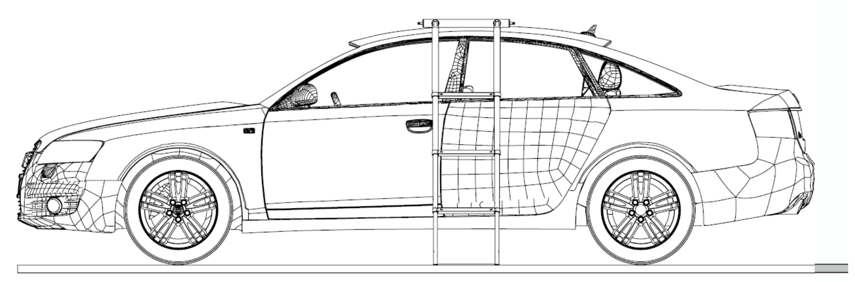 Schematische Zeichnung eines Autos mit Dachzugangssystem
