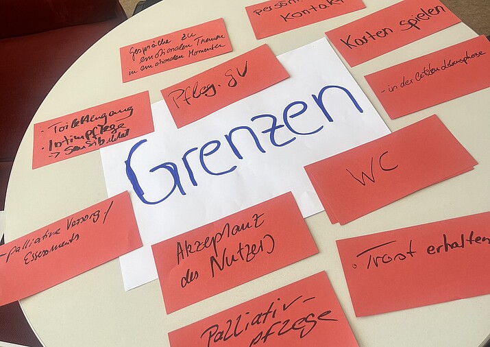 Beschriebene Moderationskarten liegen auf einem Tisch 
