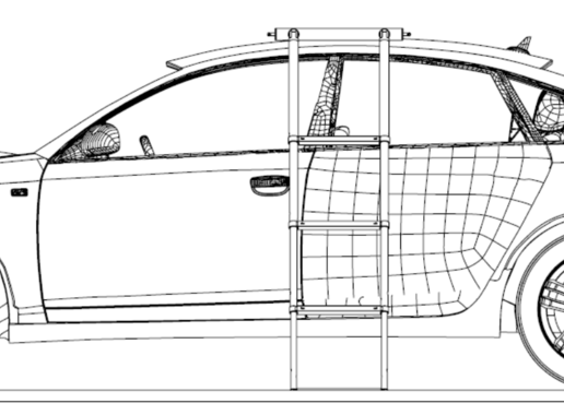 Schematische Zeichnung eines Autos mit Dachzugangssystem