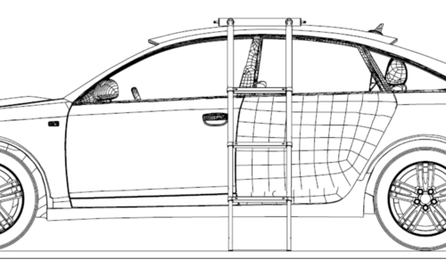 Schematic drawing of a car with roof access system